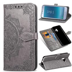 Embossing Imprint Mandala Flower Leather Wallet Case for Samsung Galaxy J2 Pro (2018) - Gray
