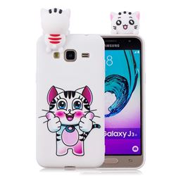 Cute Pink Kitten Soft 3D Climbing Doll Soft Case for Samsung Galaxy J3 2016 J320