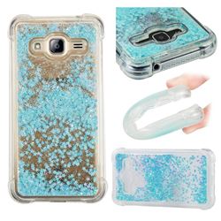 Dynamic Liquid Glitter Sand Quicksand TPU Case for Samsung Galaxy J3 2016 J320 - Silver Blue Star