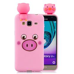 Small Pink Pig Soft 3D Climbing Doll Soft Case for Samsung Galaxy J3 2016 J320