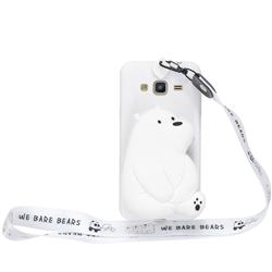 White Polar Bear Neck Lanyard Zipper Wallet Silicone Case for Samsung Galaxy J3 2016 J320