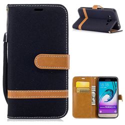 Jeans Cowboy Denim Leather Wallet Case for Samsung Galaxy J3 2016 J320 - Black