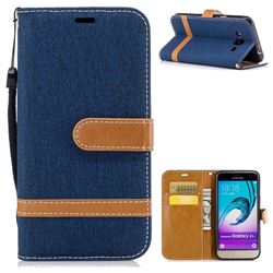Jeans Cowboy Denim Leather Wallet Case for Samsung Galaxy J3 2016 J320 - Dark Blue