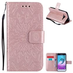 Embossing Sunflower Leather Wallet Case for Samsung Galaxy J3 2016 J320 - Rose Gold