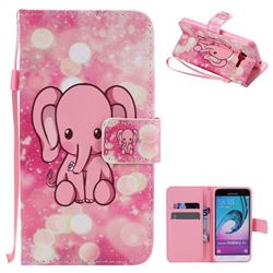 Pink Elephant PU Leather Wallet Case for Samsung Galaxy J3 2016 J320