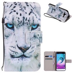 White Leopard PU Leather Wallet Case for Samsung Galaxy J3 2016 J320