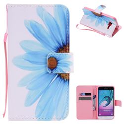 Blue Sunflower PU Leather Wallet Case for Samsung Galaxy J3 2016 J320