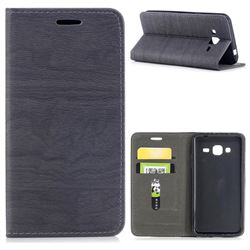 Tree Bark Pattern Automatic suction Leather Wallet Case for Samsung Galaxy J3 2016 J320 - Gray