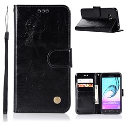 Luxury Retro Leather Wallet Case for Samsung Galaxy J3 2016 J320 - Black