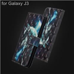 Snow Wolf 3D Painted Leather Wallet Case for Samsung Galaxy J3 2016 J320