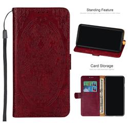 Intricate Embossing Dragon Totem Leather Wallet Case for Samsung Galaxy J3 2016 J320 - Red