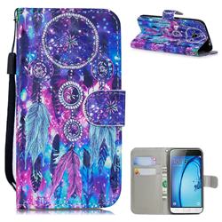 Star Wind Chimes 3D Painted Leather Wallet Phone Case for Samsung Galaxy J3 2016 J320