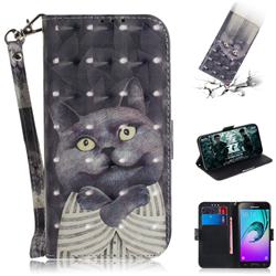 Cat Embrace 3D Painted Leather Wallet Phone Case for Samsung Galaxy J3 2016 J320