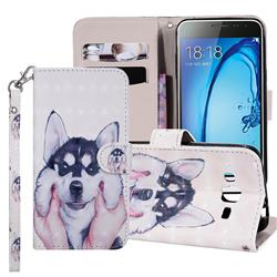 Husky Dog 3D Painted Leather Phone Wallet Case Cover for Samsung Galaxy J3 2016 J320
