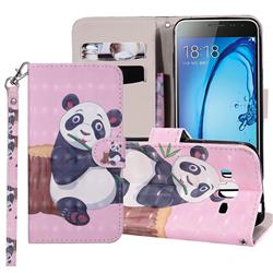 Happy Panda 3D Painted Leather Phone Wallet Case Cover for Samsung Galaxy J3 2016 J320