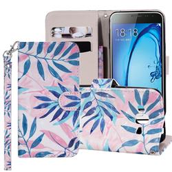 Green Leaf 3D Painted Leather Phone Wallet Case Cover for Samsung Galaxy J3 2016 J320