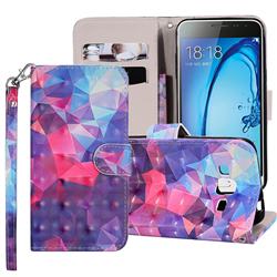 Colored Diamond 3D Painted Leather Phone Wallet Case Cover for Samsung Galaxy J3 2016 J320