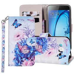 Pansy Butterfly 3D Painted Leather Phone Wallet Case Cover for Samsung Galaxy J3 2016 J320