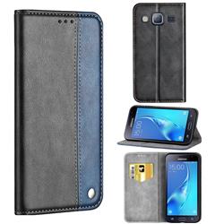 Classic Business Ultra Slim Magnetic Sucking Stitching Flip Cover for Samsung Galaxy J3 2016 J320 - Blue