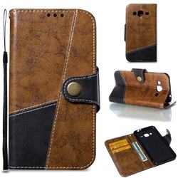 Retro Magnetic Stitching Wallet Flip Cover for Samsung Galaxy J3 2016 J320 - Brown