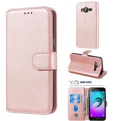 Retro Calf Matte Leather Wallet Phone Case for Samsung Galaxy J3 2016 J320 - Pink
