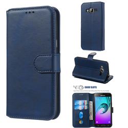 Retro Calf Matte Leather Wallet Phone Case for Samsung Galaxy J3 2016 J320 - Blue