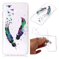 Colored Feathers Super Clear Flash Powder Shiny Soft TPU Back Cover for Samsung Galaxy J3 2017 Emerge US Edition