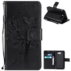 Embossing Butterfly Tree Leather Wallet Case for Samsung Galaxy J3 2017 Emerge - Black