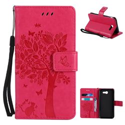 Embossing Butterfly Tree Leather Wallet Case for Samsung Galaxy J3 2017 Emerge - Rose