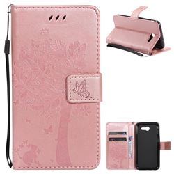 Embossing Butterfly Tree Leather Wallet Case for Samsung Galaxy J3 2017 Emerge - Rose Pink