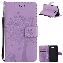 Embossing Butterfly Tree Leather Wallet Case for Samsung Galaxy J3 2017 Emerge - Violet