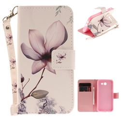 Magnolia Flower Hand Strap Leather Wallet Case for Samsung Galaxy J3 2017 Emerge US Edition