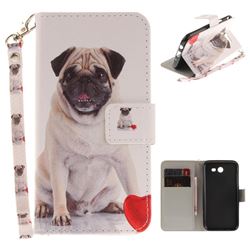Pug Dog Hand Strap Leather Wallet Case for Samsung Galaxy J3 2017 Emerge US Edition