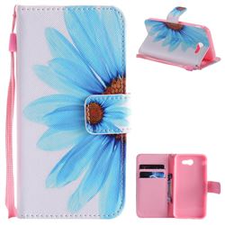 Blue Sunflower PU Leather Wallet Case for Samsung Galaxy J3 2017 Emerge US Edition