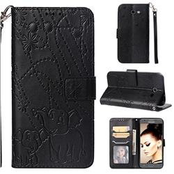 Embossing Fireworks Elephant Leather Wallet Case for Samsung Galaxy J3 2017 Emerge US Edition - Black