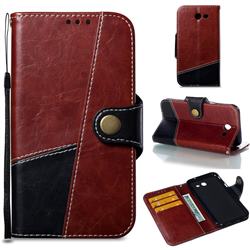 Retro Magnetic Stitching Wallet Flip Cover for Samsung Galaxy J3 2017 Emerge US Edition - Dark Red