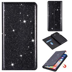 Ultra Slim Glitter Powder Magnetic Automatic Suction Leather Wallet Case for Samsung Galaxy J3 2017 Emerge US Edition - Black