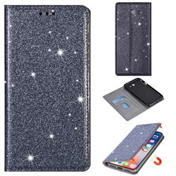 Ultra Slim Glitter Powder Magnetic Automatic Suction Leather Wallet Case for Samsung Galaxy J3 2017 Emerge US Edition - Gray