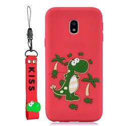 Red Dinosaur Soft Kiss Candy Hand Strap Silicone Case for Samsung Galaxy J3 2017 J330 Eurasian