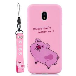 Pink Cute Pig Soft Kiss Candy Hand Strap Silicone Case for Samsung Galaxy J3 2017 J330 Eurasian