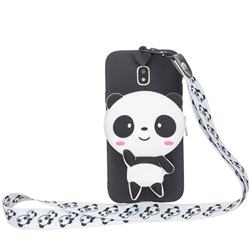 White Panda Neck Lanyard Zipper Wallet Silicone Case for Samsung Galaxy J3 2017 J330 Eurasian