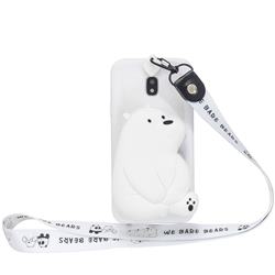 White Polar Bear Neck Lanyard Zipper Wallet Silicone Case for Samsung Galaxy J3 2017 J330 Eurasian