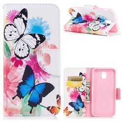 Vivid Flying Butterflies Leather Wallet Case for Samsung Galaxy J3 2017 J330