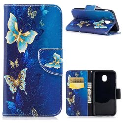Golden Butterflies Leather Wallet Case for Samsung Galaxy J3 2017 J330