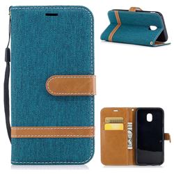 Jeans Cowboy Denim Leather Wallet Case for Samsung Galaxy J3 2017 J330 - Green