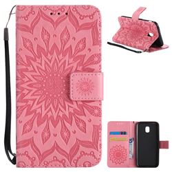 Embossing Sunflower Leather Wallet Case for Samsung Galaxy J3 2017 J330 Eurasian - Pink