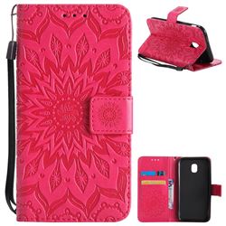 Embossing Sunflower Leather Wallet Case for Samsung Galaxy J3 2017 J330 Eurasian - Red