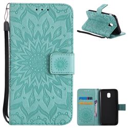 Embossing Sunflower Leather Wallet Case for Samsung Galaxy J3 2017 J330 Eurasian - Green