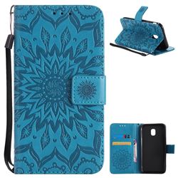 Embossing Sunflower Leather Wallet Case for Samsung Galaxy J3 2017 J330 Eurasian - Blue