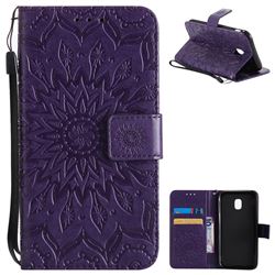 Embossing Sunflower Leather Wallet Case for Samsung Galaxy J3 2017 J330 Eurasian - Purple
